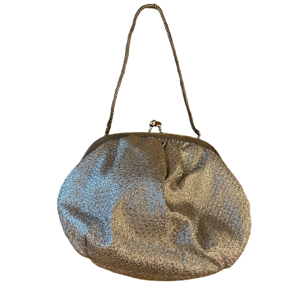 Vintage Styled by Du-Val Silver Lurex Evening Bag Clutch Mid Century